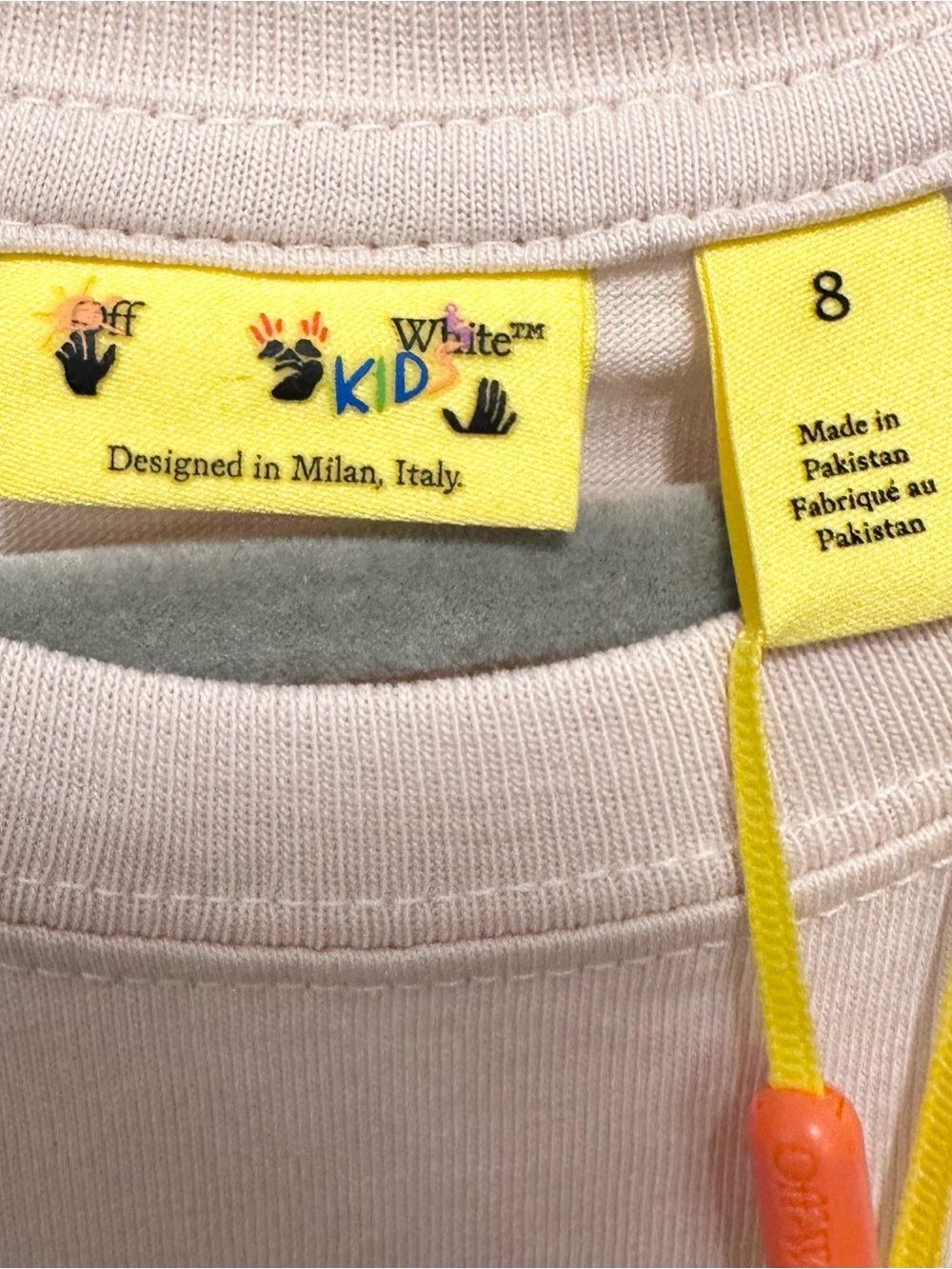 Off White Kids Virgil Abloh 2013 OFF Stamp Basic Tee Dress Girls 8 beige pink - Picture 4 of 11